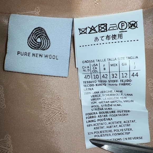 MaxMara Peach Double Breasted Button Front Virgin Wool Blazer Jacket; Size 10 - Picture 12 of 15